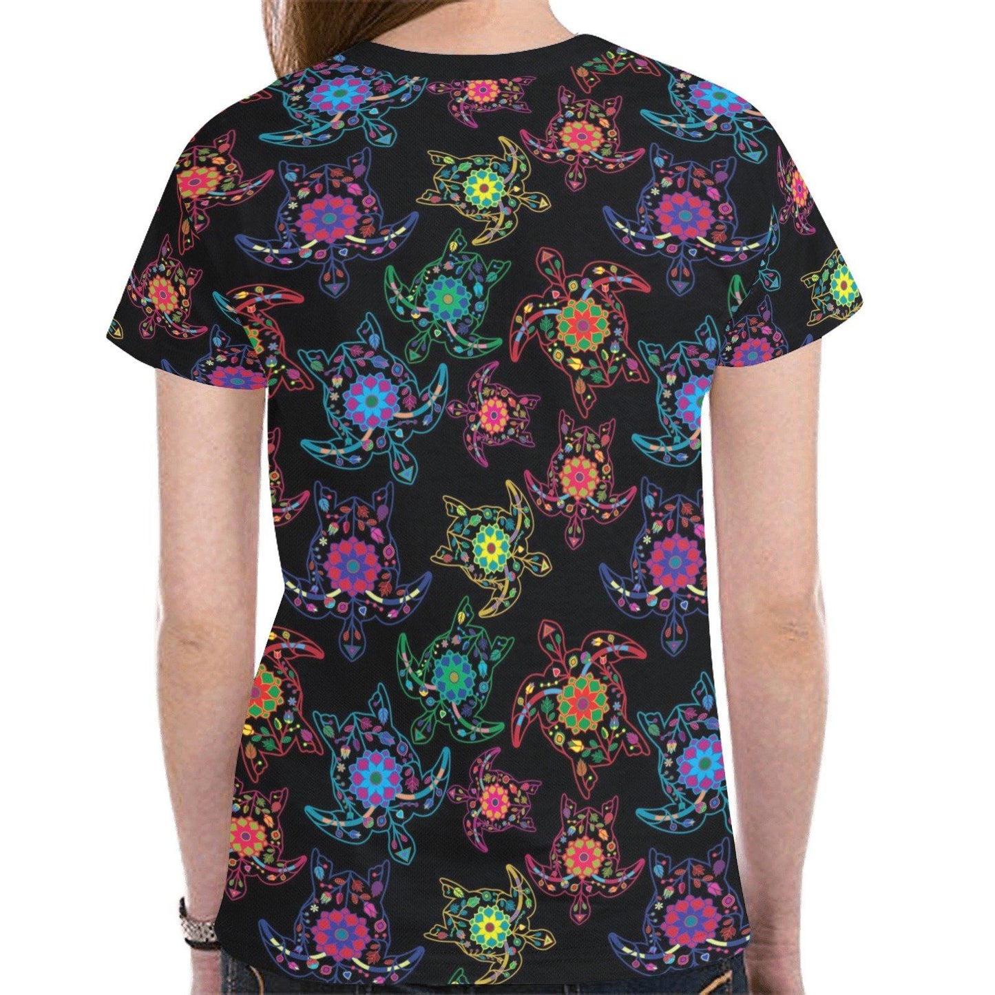 Floral Turtle New All Over Print T-shirt for Women (Model T45) tshirt e-joyer
