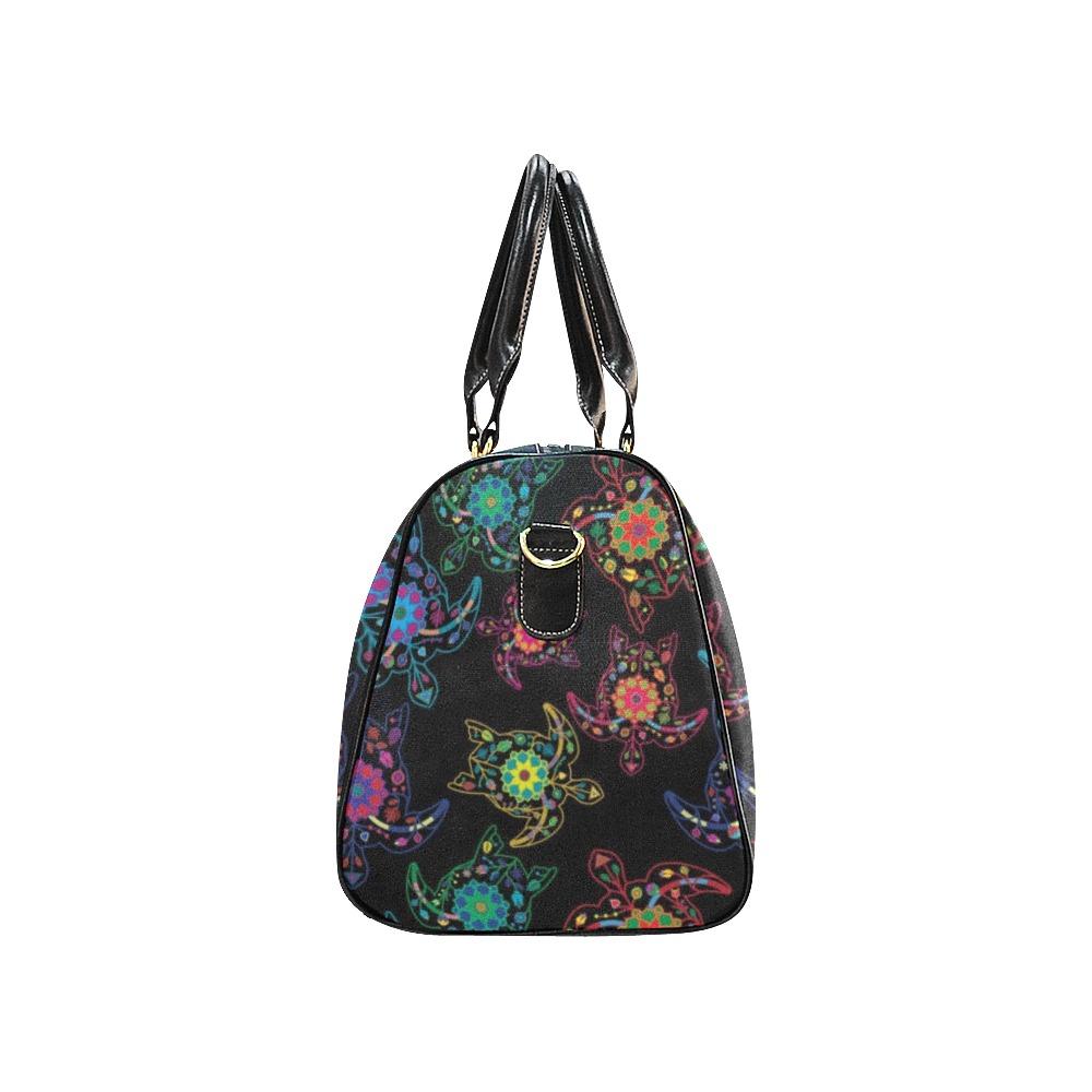 Floral Turtle New Waterproof Travel Bag/Large (Model 1639) Waterproof Travel Bags (1639) e-joyer