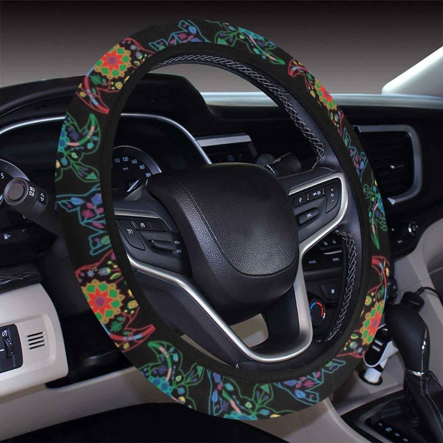 Floral Turtle Steering Wheel Cover with Elastic Edge Steering Wheel Cover with Elastic Edge e-joyer