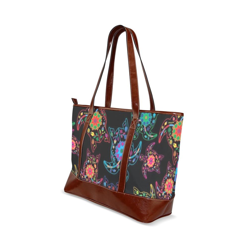 Floral Turtle Tote Handbag (Model 1642) handbag e-joyer