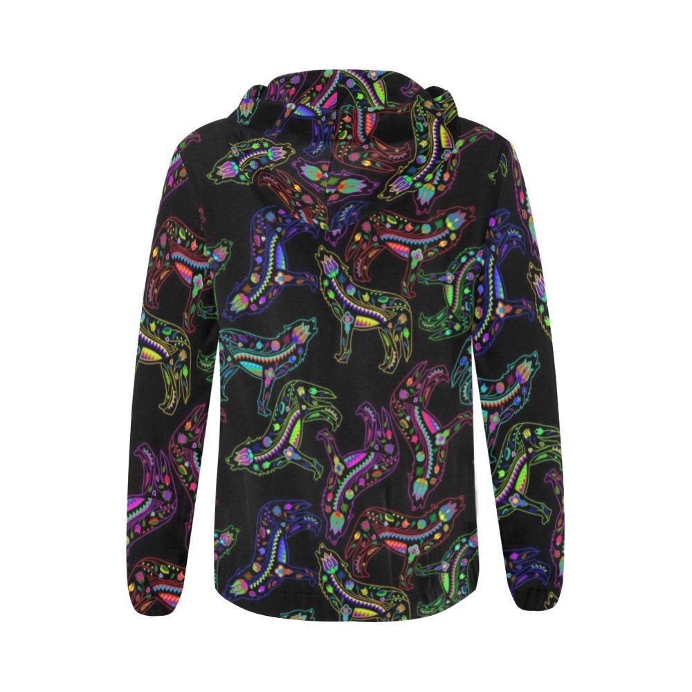 Floral Wolf All Over Print Full Zip Hoodie for Women (Model H14) All Over Print Full Zip Hoodie for Women (H14) e-joyer