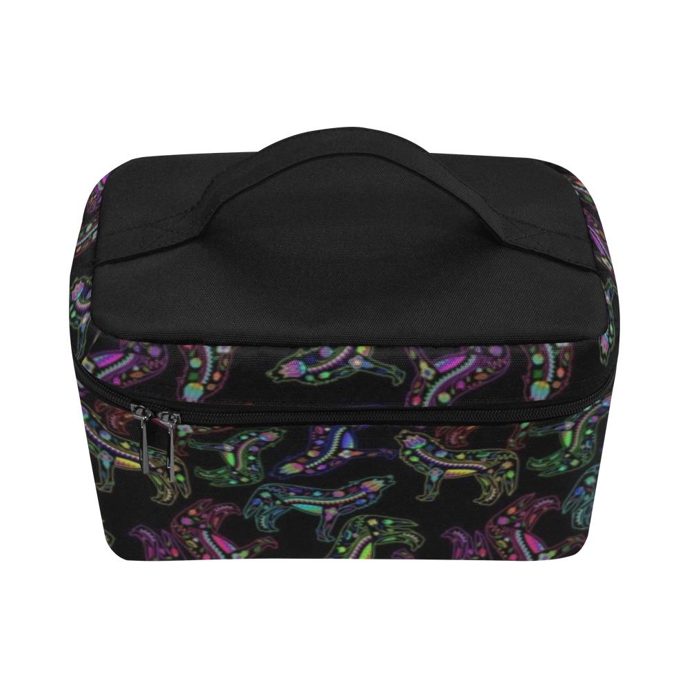 Floral Wolf Cosmetic Bag/Large (Model 1658) Cosmetic Bag e-joyer