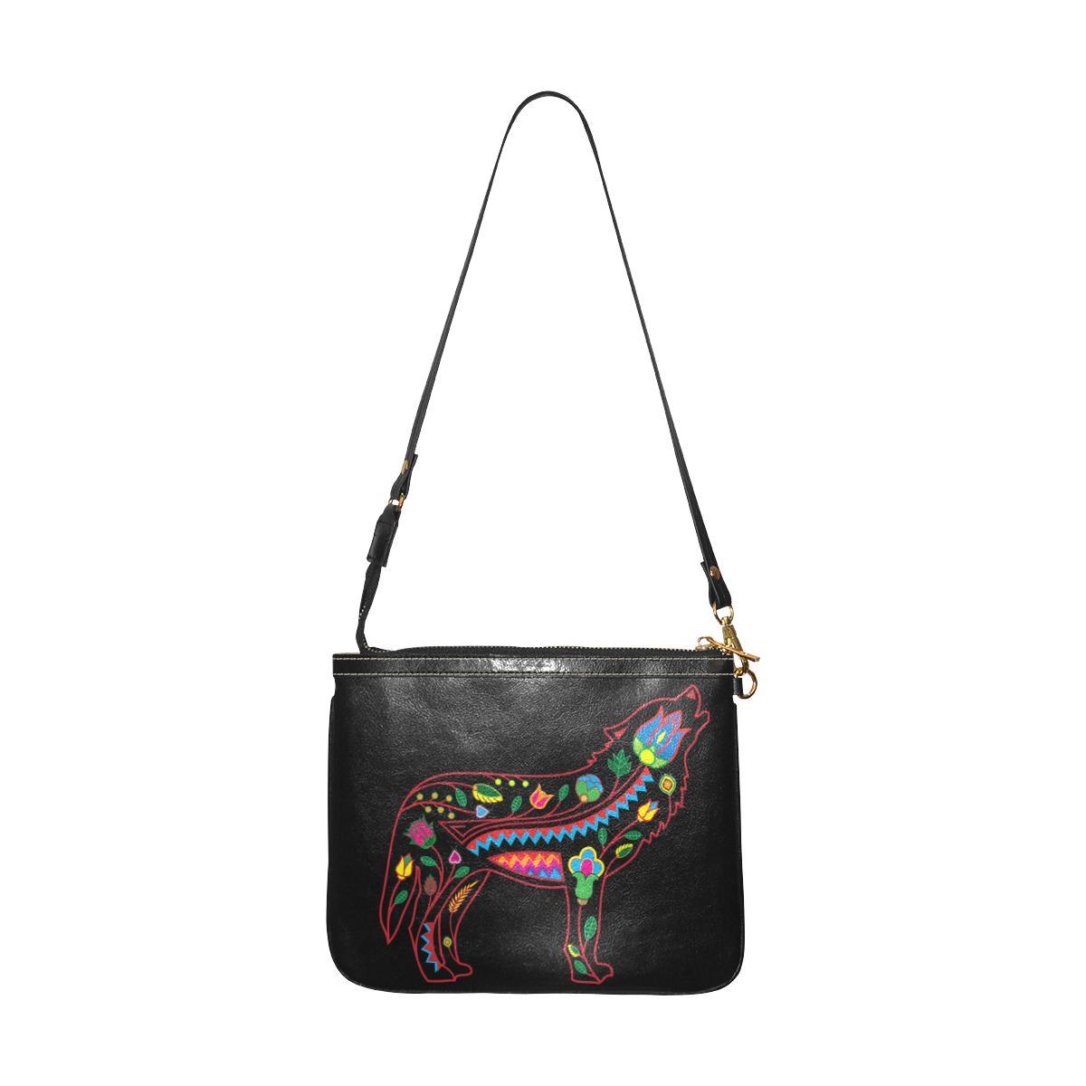 Floral Wolf Small Shoulder Bag (Model 1710) Small Shoulder Bag (1710) e-joyer
