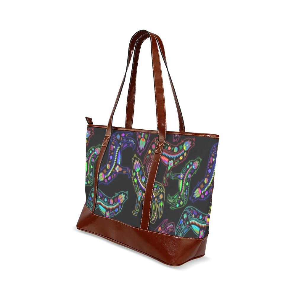 Floral Wolves Tote Handbag (Model 1642) handbag e-joyer