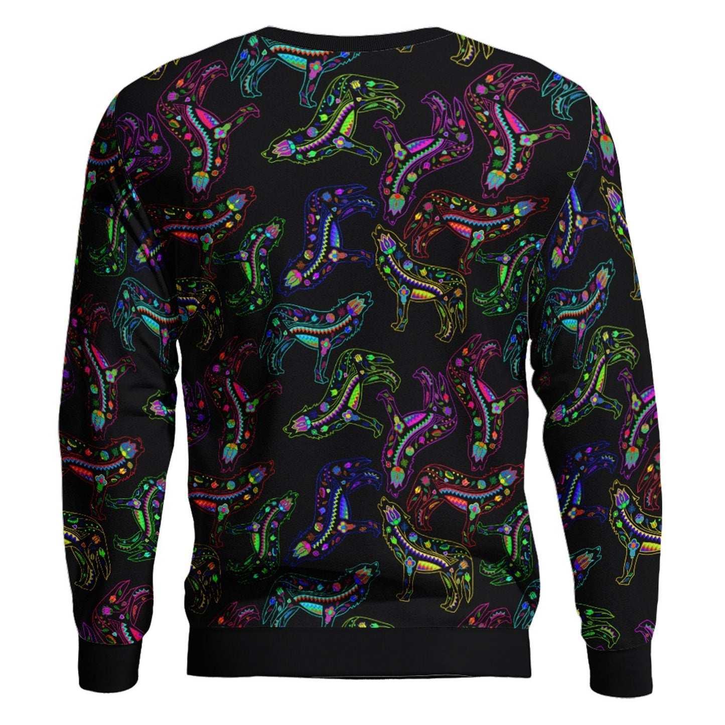 Floral Wolves Unisex Crewneck Long Sleeve Top 49 Dzine