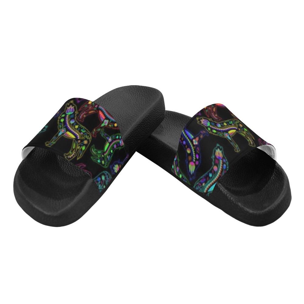 Floral Wolves Women's Slide Sandals (Model 057) Women's Slide Sandals (057) e-joyer
