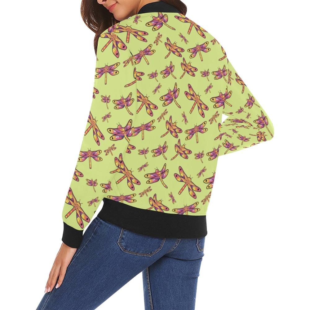 Gathering Lime All Over Print Bomber Jacket for Women (Model H19) Jacket e-joyer