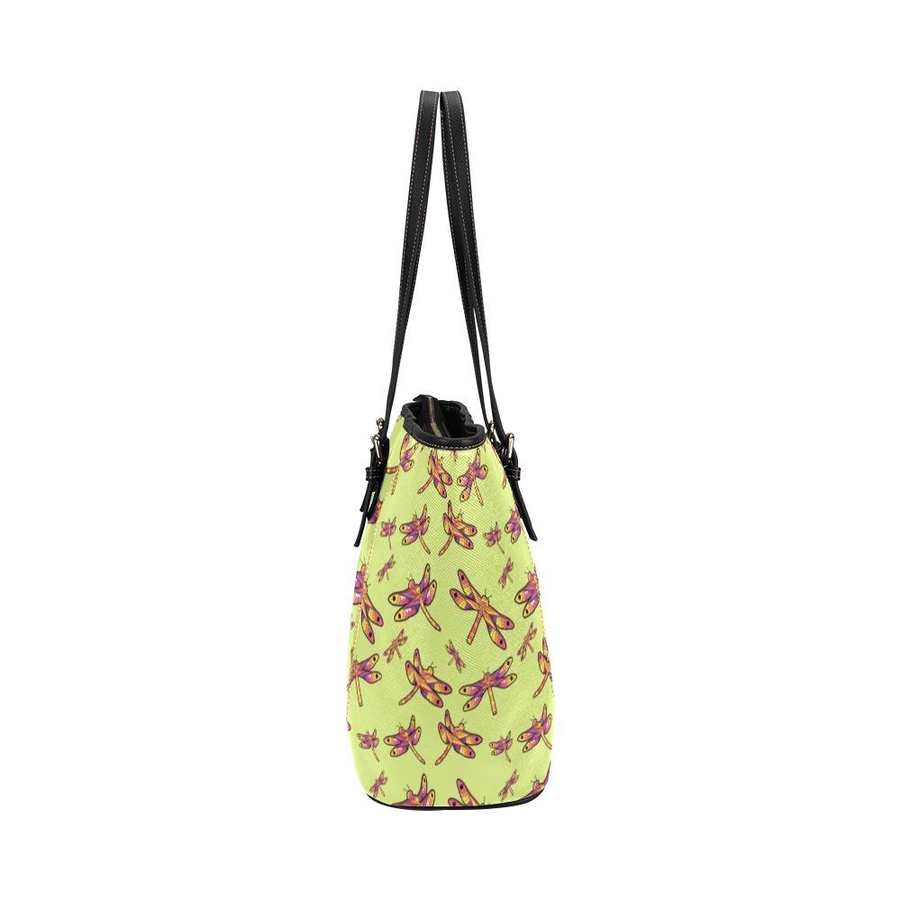 Gathering Lime Leather Tote Bag/Large (Model 1640) Leather Tote Bag (1640) e-joyer