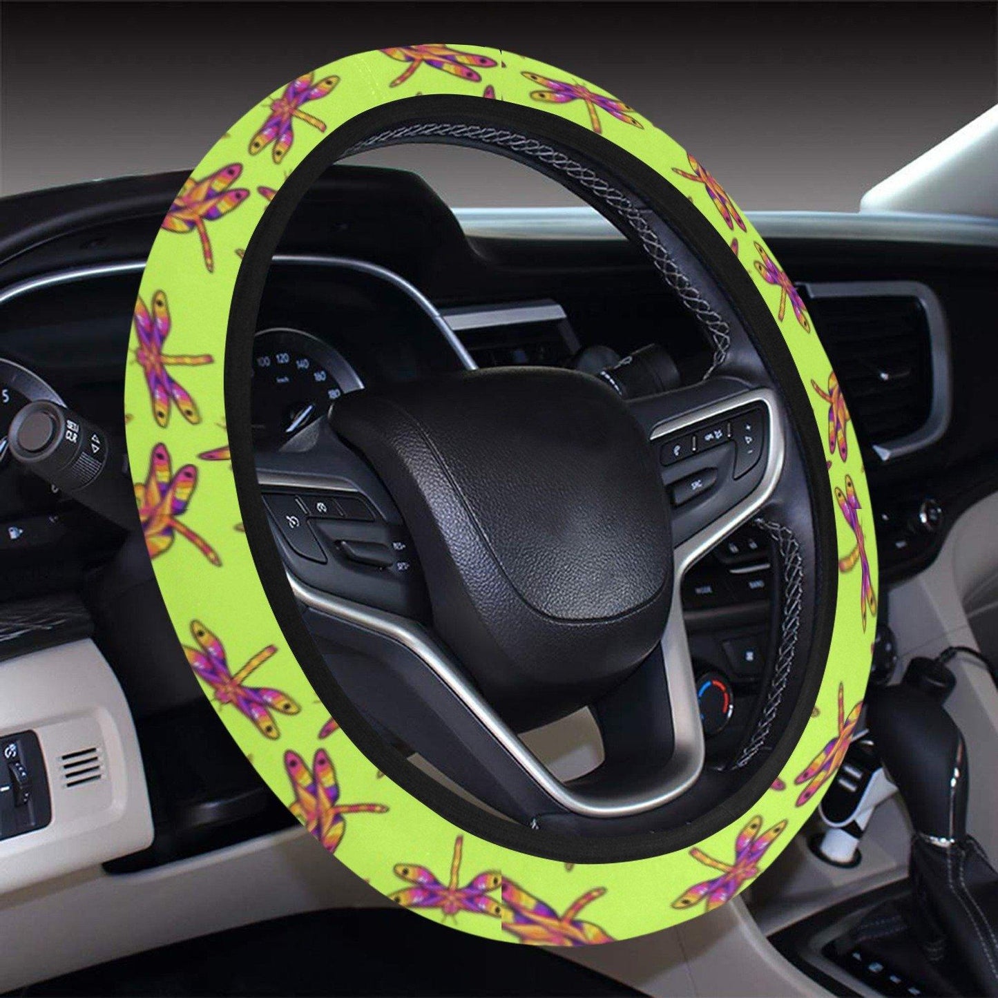 Gathering Lime Steering Wheel Cover with Elastic Edge Steering Wheel Cover with Elastic Edge e-joyer