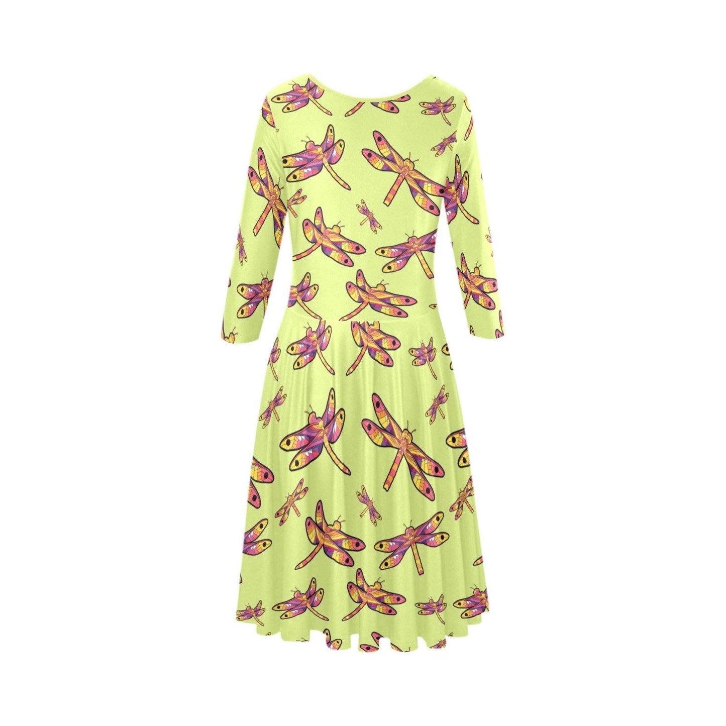 Gathering Lime Tethys Half-Sleeve Skater Dress(Model D20) Tethys Half-Sleeve Skater Dress (D20) e-joyer