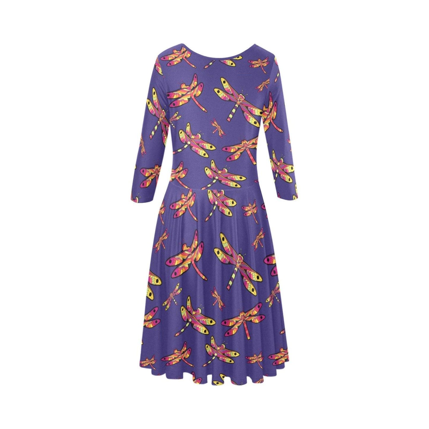 Gathering Purple Tethys Half-Sleeve Skater Dress(Model D20) Tethys Half-Sleeve Skater Dress (D20) e-joyer