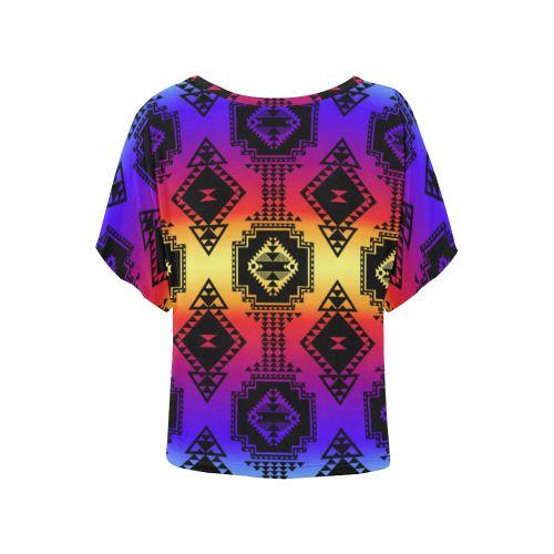 Gathering Sunset Women's Batwing-Sleeved Blouse T shirt (Model T44) Women's Batwing-Sleeved Blouse T shirt (T44) e-joyer