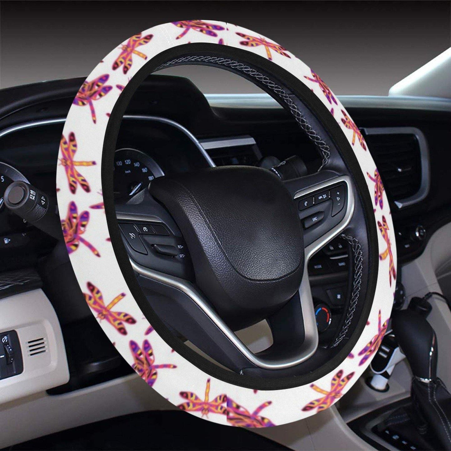 Gathering White Steering Wheel Cover with Elastic Edge Steering Wheel Cover with Elastic Edge e-joyer