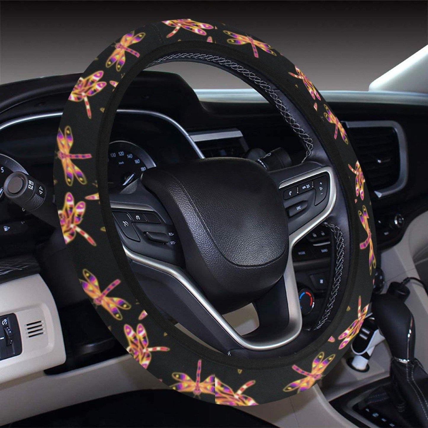 Gathering Yellow Black Steering Wheel Cover with Elastic Edge Steering Wheel Cover with Elastic Edge e-joyer