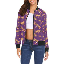 Load image into Gallery viewer, Gathering Yellow Purple All Over Print Bomber Jacket for Women (Model H19) Jacket e-joyer 
