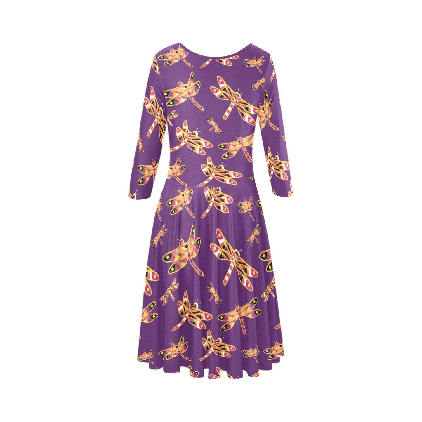Gathering Yellow Purple Tethys Half-Sleeve Skater Dress(Model D20) Tethys Half-Sleeve Skater Dress (D20) e-joyer