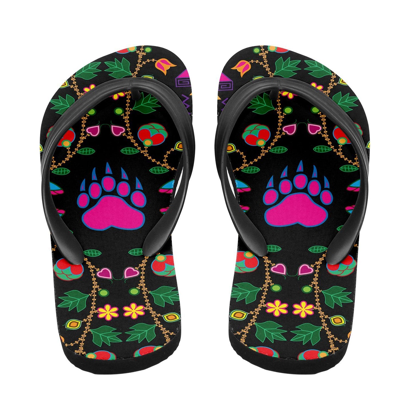 Geometric Floral Fall Black Flip Flops 49 Dzine