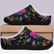 Load image into Gallery viewer, Geometric Floral Fall Black Ikinnii Indoor Slipper 49 Dzine 

