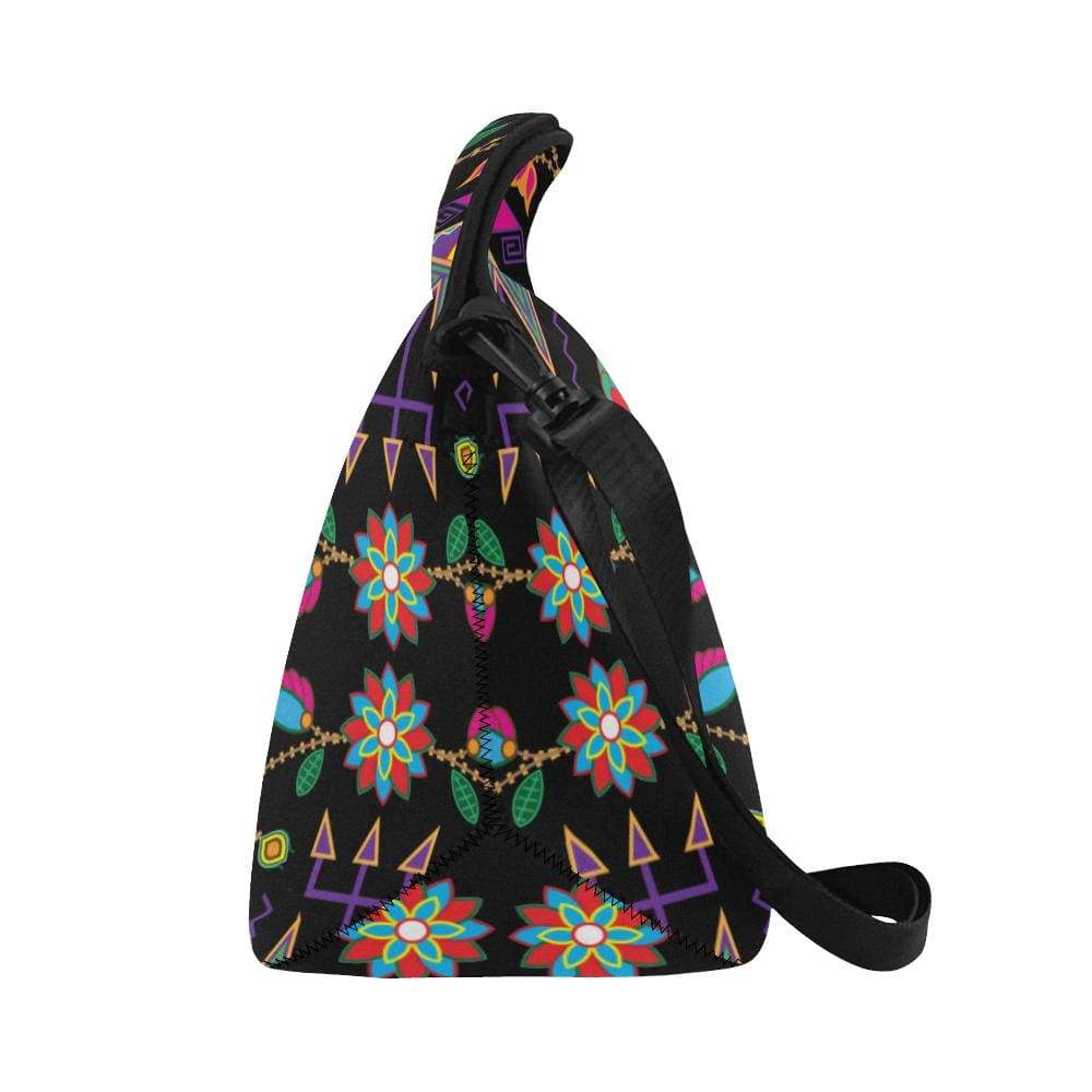 Geometric Floral Fall-Black Neoprene Lunch Bag/Large (Model 1669) Neoprene Lunch Bag/Large (1669) e-joyer