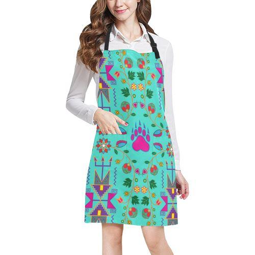 Geometric Floral Fall-Sky All Over Print Apron All Over Print Apron e-joyer