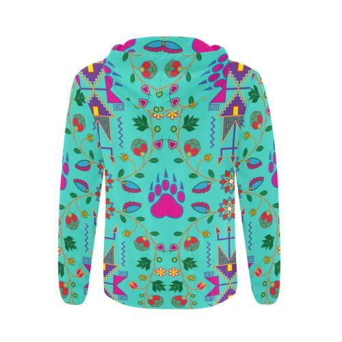 Geometric Floral Fall-Sky All Over Print Full Zip Hoodie for Men (Model H14) All Over Print Full Zip Hoodie for Men (H14) e-joyer