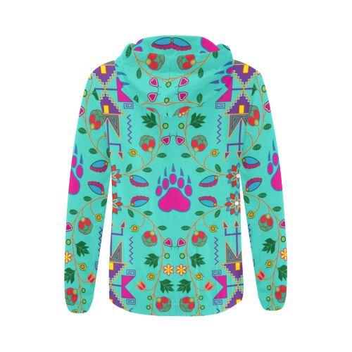 Geometric Floral Fall-Sky All Over Print Full Zip Hoodie for Women (Model H14) All Over Print Full Zip Hoodie for Women (H14) e-joyer