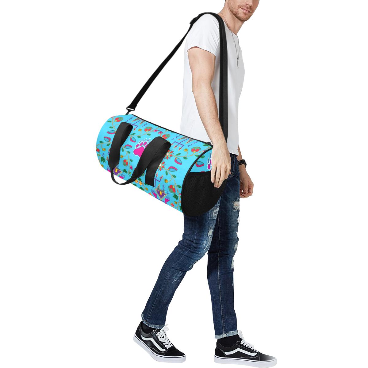 Geometric Floral Fall - Sky Blue Duffle Bag (Model 1679) Duffle Bag (1679) e-joyer
