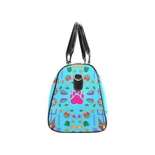 Geometric Floral Fall-Sky Blue New Waterproof Travel Bag/Large (Model 1639) Waterproof Travel Bags (1639) e-joyer