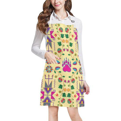 Geometric Floral Fall-Vanilla All Over Print Apron All Over Print Apron e-joyer