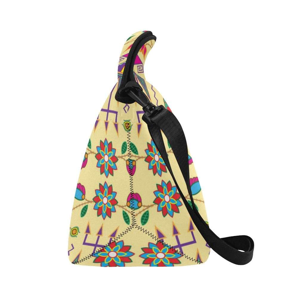 Geometric Floral Fall-Vanilla Neoprene Lunch Bag/Large (Model 1669) Neoprene Lunch Bag/Large (1669) e-joyer