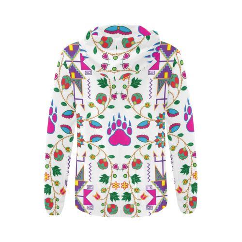 Geometric Floral Fall-White All Over Print Full Zip Hoodie for Women (Model H14) All Over Print Full Zip Hoodie for Women (H14) e-joyer