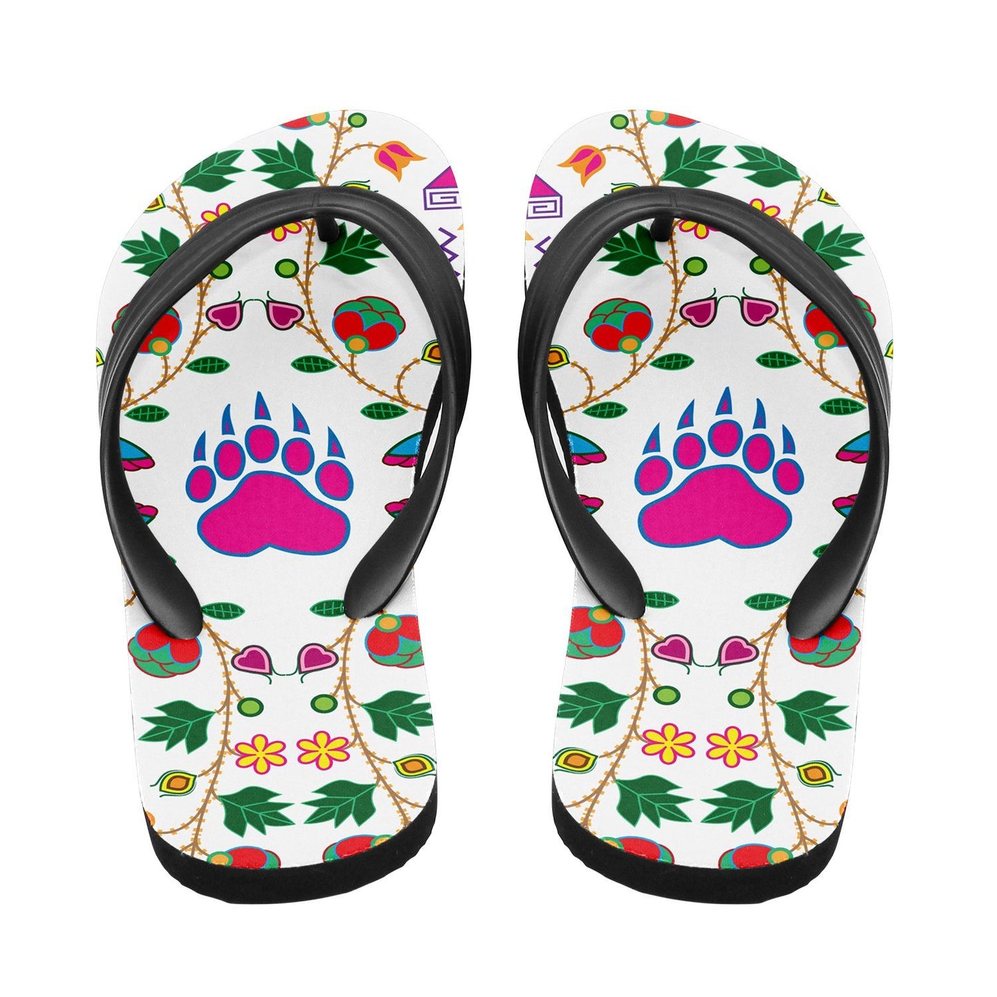 Geometric Floral Fall White Flip Flops 49 Dzine
