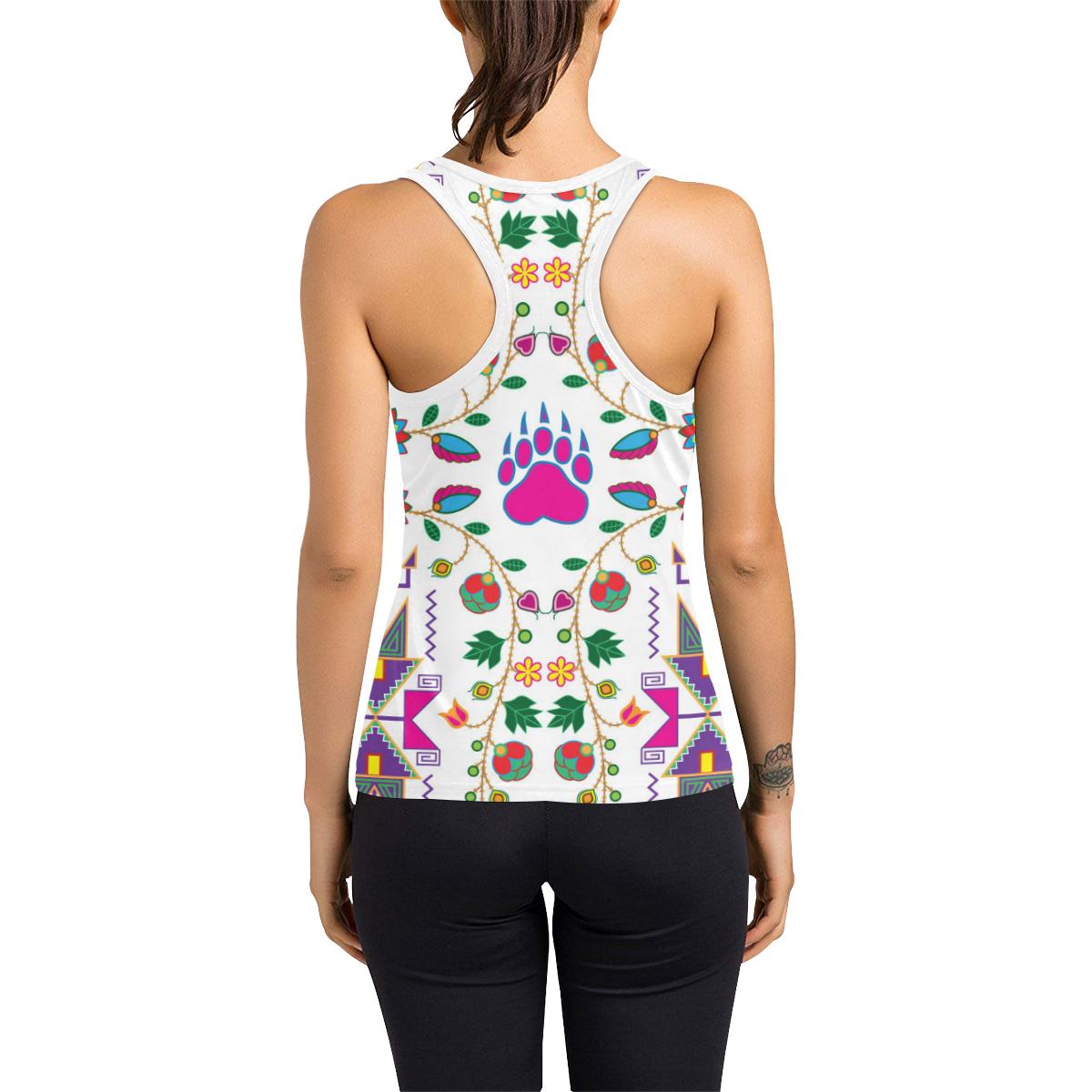 Geometric Floral Fall-White Women's Racerback Tank Top (Model T60) Racerback Tank Top (T60) e-joyer