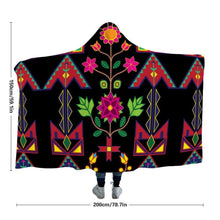 Load image into Gallery viewer, Geometric Floral Spring Black Hooded Blanket 49 Dzine 
