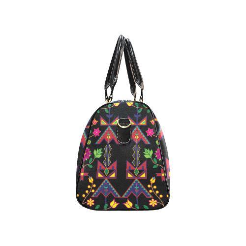 Geometric Floral Spring-Black New Waterproof Travel Bag/Large (Model 1639) Waterproof Travel Bags (1639) e-joyer