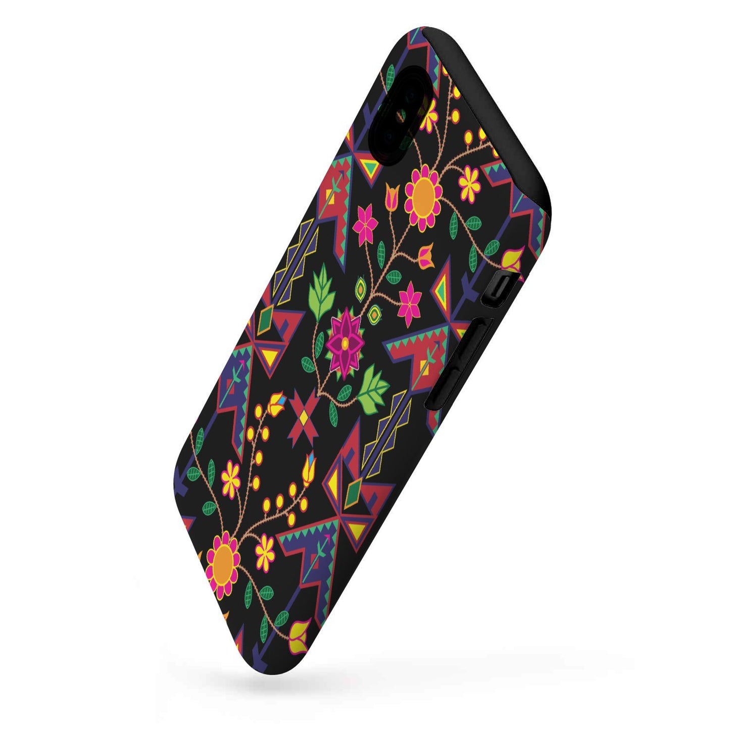 Geometric Floral Spring - Black Tough Case Tough Case wc-fulfillment
