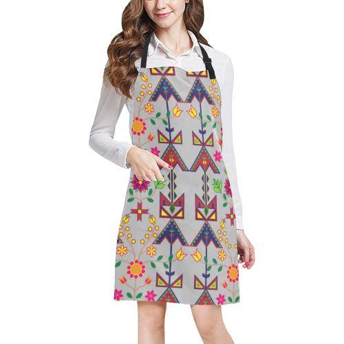 Geometric Floral Spring-Gray All Over Print Apron All Over Print Apron e-joyer