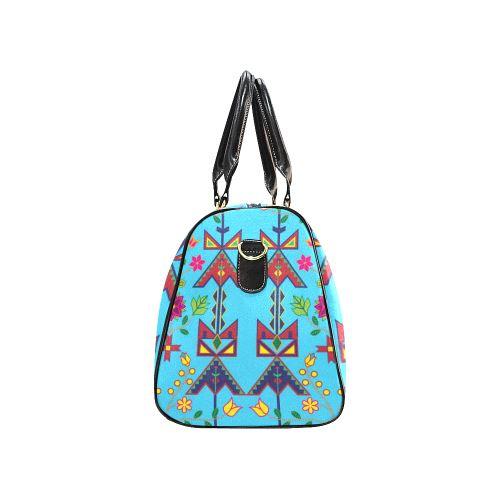 Geometric Floral Spring-Sky Blue New Waterproof Travel Bag/Large (Model 1639) Waterproof Travel Bags (1639) e-joyer
