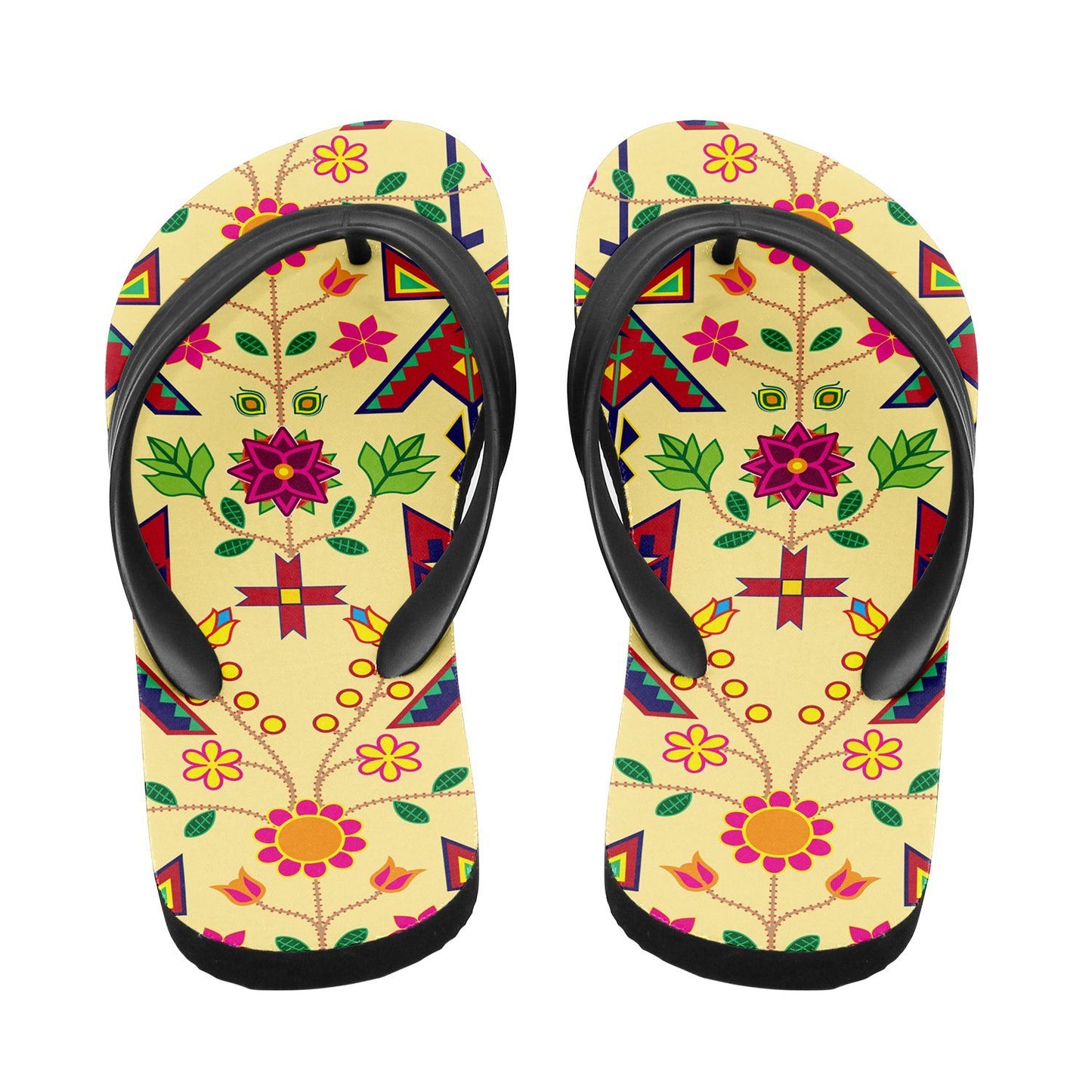 Geometric Floral Spring Vanilla Flip Flops 49 Dzine