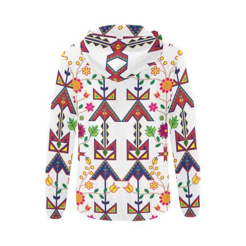Geometric Floral Spring-White All Over Print Full Zip Hoodie for Women (Model H14) All Over Print Full Zip Hoodie for Women (H14) e-joyer