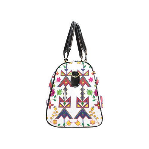 Geometric Floral Spring-White New Waterproof Travel Bag/Large (Model 1639) Waterproof Travel Bags (1639) e-joyer