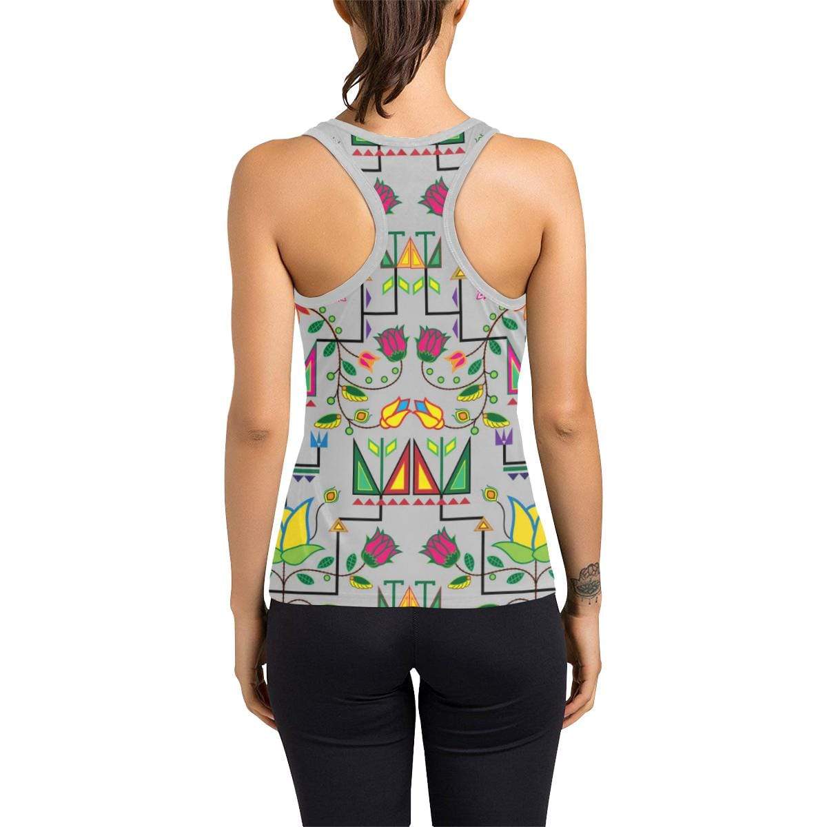 Geometric Floral Summer-Gray Women's Racerback Tank Top (Model T60) Racerback Tank Top (T60) e-joyer