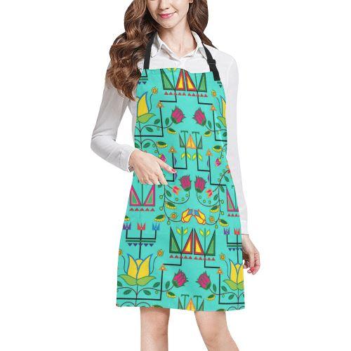 Geometric Floral Summer-Sky All Over Print Apron All Over Print Apron e-joyer