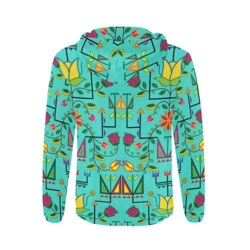 Geometric Floral Summer-Sky All Over Print Full Zip Hoodie for Men (Model H14) All Over Print Full Zip Hoodie for Men (H14) e-joyer
