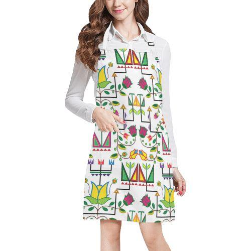 Geometric Floral Summer-White All Over Print Apron All Over Print Apron e-joyer