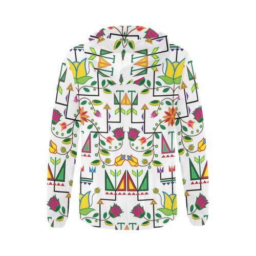 Geometric Floral Summer-White All Over Print Full Zip Hoodie for Women (Model H14) All Over Print Full Zip Hoodie for Women (H14) e-joyer