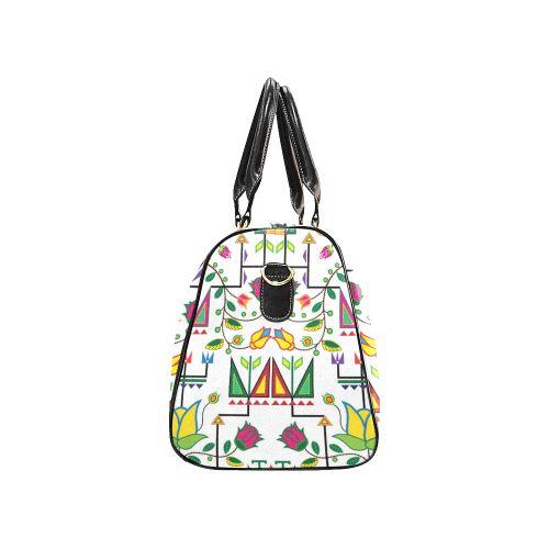 Geometric Floral Summer-White New Waterproof Travel Bag/Large (Model 1639) Waterproof Travel Bags (1639) e-joyer