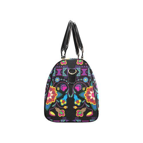 Geometric Floral Winter-Black New Waterproof Travel Bag/Large (Model 1639) Waterproof Travel Bags (1639) e-joyer