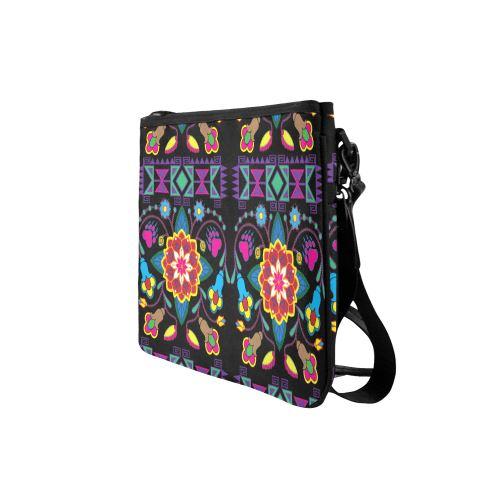 Geometric Floral Winter-Black Slim Clutch Bag (Model 1668) Slim Clutch Bags (1668) e-joyer