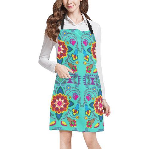 Geometric Floral Winter-Sky All Over Print Apron All Over Print Apron e-joyer